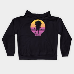 Sneaky Sasquatch Silhouette Distressed Sunset Vaporwave Kids Hoodie